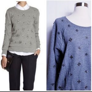 J. Crew Women's Sweatshirt Gray Embellished